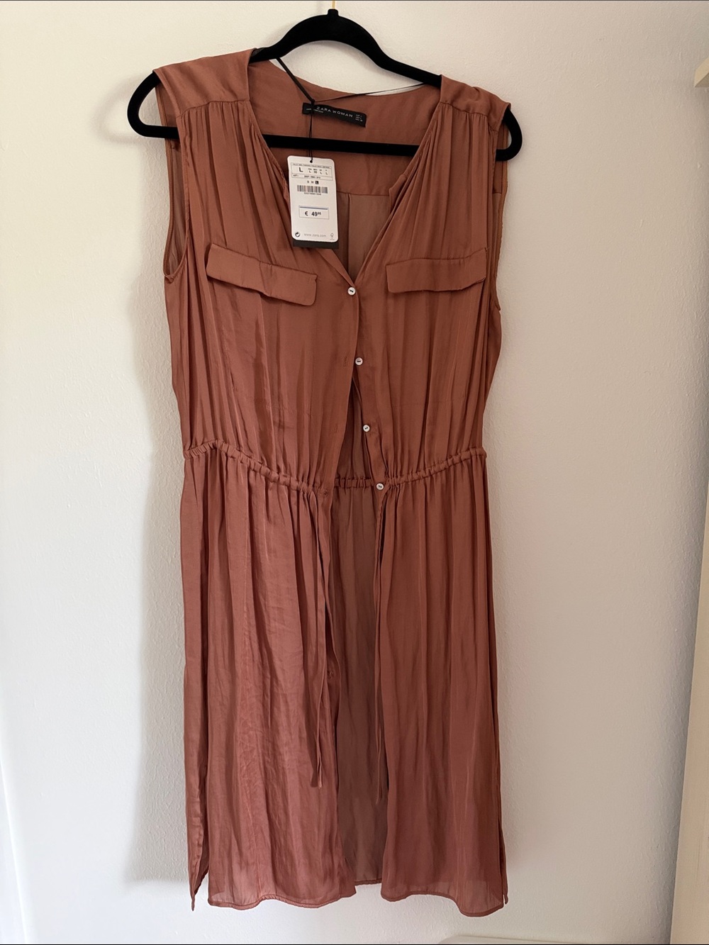 Zara Sleeveless Midi Dress in Rust Brown